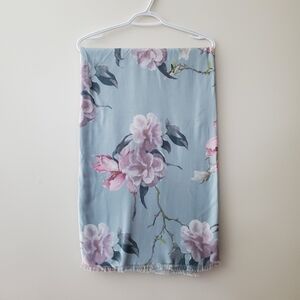 Indigo Floral Blanket Scarf
